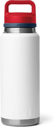 Термос-пляшка YETI Rambler із вакуумною ізоляцією та герметичною кришкою, нержавіюча сталь, 1020 мл (Білий/Синій/Червоний)