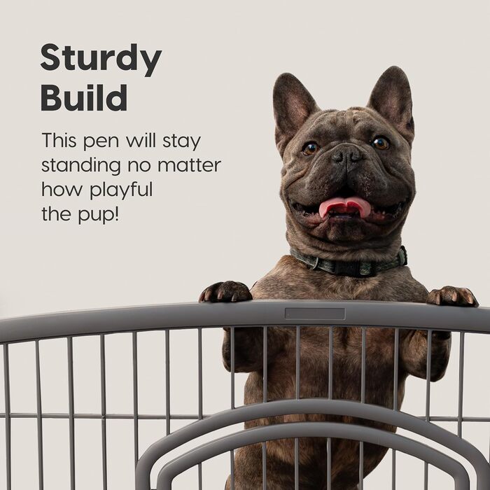Лейс для собак Iris USA з дверцятами, 61 см, для цуценят та маленьких собак, безпечний, простий монтаж, зручне зберігання, регульований, гумові неслизькі ніжки (Темно-сірий, 61 см висота – 4 панелі)