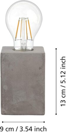 Настільна лампа EGLO Prestwick: вінтажний стиль, індустріальний дизайн, бетон, сірий колір, з вимикачем, патрон E27