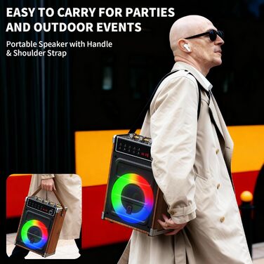 Караоке-машина JYX з 2 UHF-мікрофонами, Bluetooth, LED-підсвічуванням та підтримкою PA-системи, AUX, FM, Rec - (Бронза)