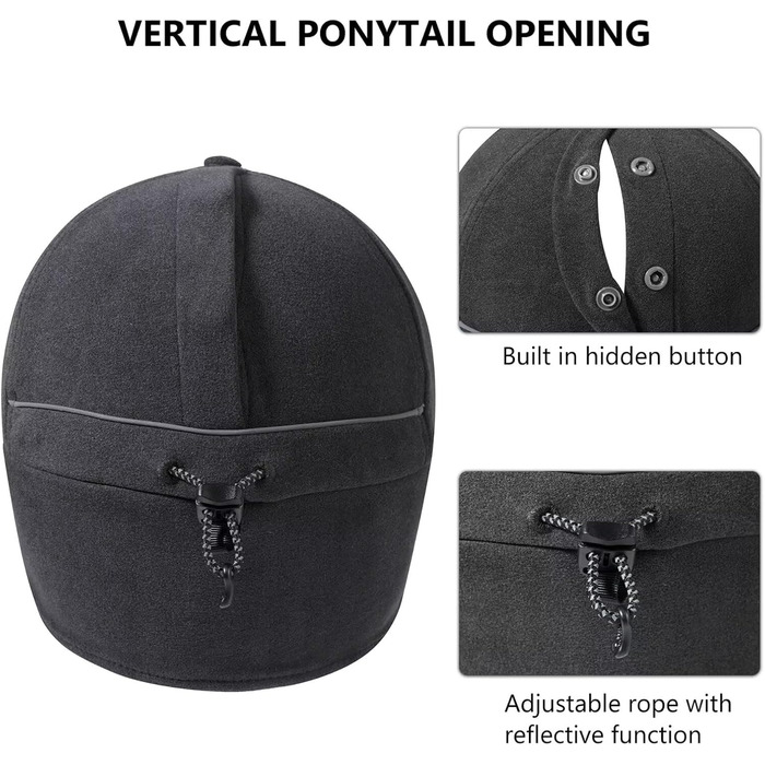 Шапка з флісу GADIEMKENSD для жінок з козирком, світловідбиваюча зимова шапка (55-58, Темно-сірий)