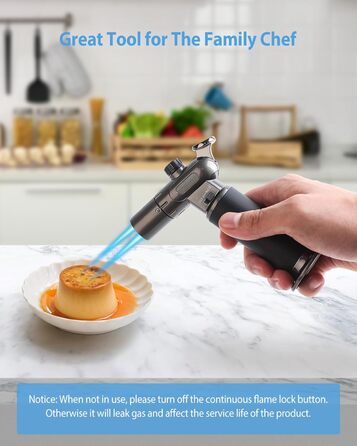 Пальник RONXS Flambierbrenner для приготування Crème Brulée, кухонний, з регульованою полум'ям, чорний