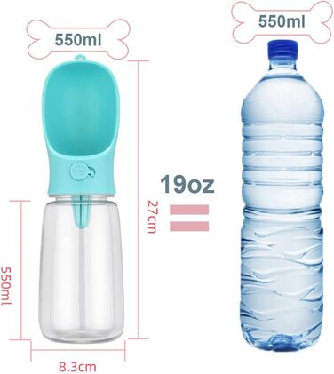 Турбо-фляга для собак: портативна, витокозахисна, 550 мл + 100 мл, BPA-free, для подорожей, біла