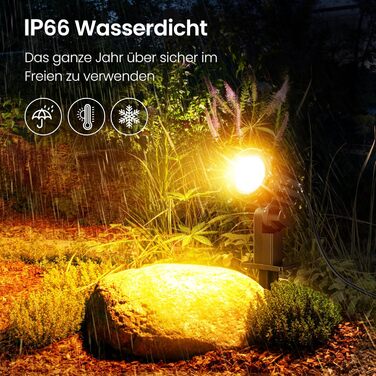 MEIKEE RGB Garden Lighting with Remote Control - 10 Colors, 30 Dynamic Modes, IP66 Waterproof, Timing Function, 8 Pack with EU Plug