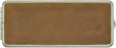 Цигаретний футляр v.H 1912 VOM HOFE MANUFAKTUR зі справжньої м’якої шкіри, коричневий, нікельований каркас, для 10 сигарет, ручна робота, Німеччина, 85-100 мм