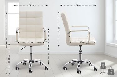 Офісне крісло CLP Deli V2 з штучної шкіри та якісним м'яким сидінням | Регульована висота сидіння, колір: білий