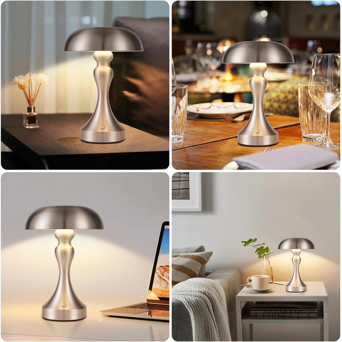 Бездротова настільна лампа Nicke - LED торшер з торканням, регульоване освітлення, USB зарядка, вінтажний дизайн, для спальні та вітальні