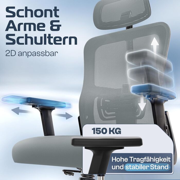 Ергономічне крісло SmartSeat для офісу та дому | Регульоване, 150 кг, для роботи та геймінгу (Антрацит)