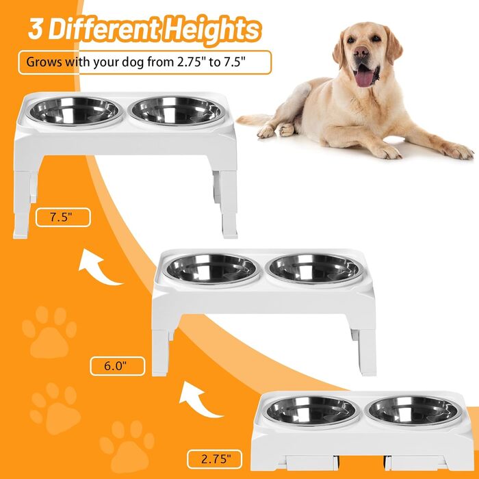 Підвищені годівниці для собак M, білий колір (8' для собак M/L), S (6' для маленьких собак), білий/розкішний сад