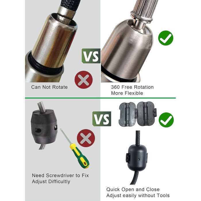 Кухонний змішувач з висувною лійкою та 3 режимами, з нержавіючої сталі, для кухні