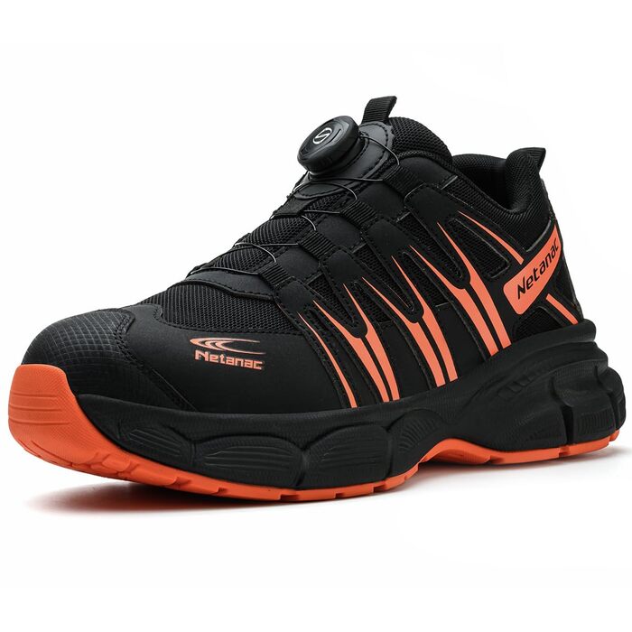 Черевики робочі чоловічі легкі, захисні черевики зі сталевим підноском, жіночі, дихаючі, зручні, широка колодка, гумова підошва, помаранчеві, 40 EU