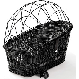 Корзина для велосипеда Tigana для собак, 60 x 39 см, чорна, з прутів, для багажника, з подушкою, розмір S-S, XXL