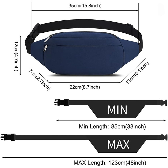 Чоловіча та жіноча поясна сумка-рюкзак для туризму, фітнесу, велосипеду, спорту та відпочинку (D1-темно-синій)