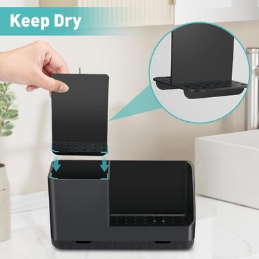 Тримач для зубних щіток у ванну кімнату: органайзер для електричної та звичайної зубної щітки з отвором для стоку води (сірий, чорний)