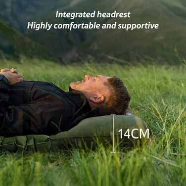 Килимок для кемпінгу Naturehike, Ultraleichte, Надувний, з інтегрованим насосом, для велосипедних походів, рівень початківців, темно-синій (з надувним мішком, армійний зелений)