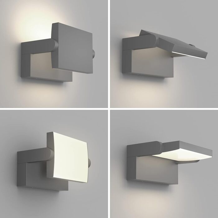 Klighten LED вуличне освітлення: водонепроникна настінна лампа з поворотним LED-панелем, 1500 люмен, 3000K (тепле біле світло) для саду, тераси, внутрішнього використання.