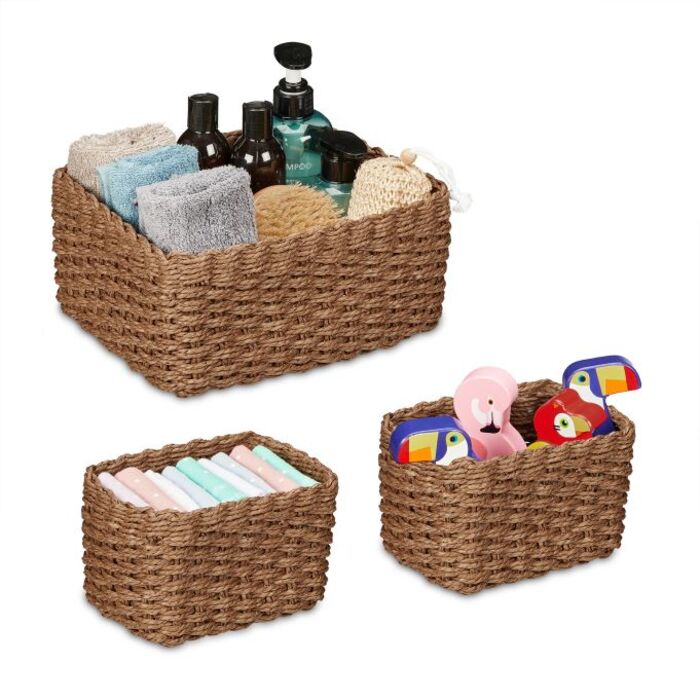 Relaxdays Woven Storage Baskets - 3 Piece Set