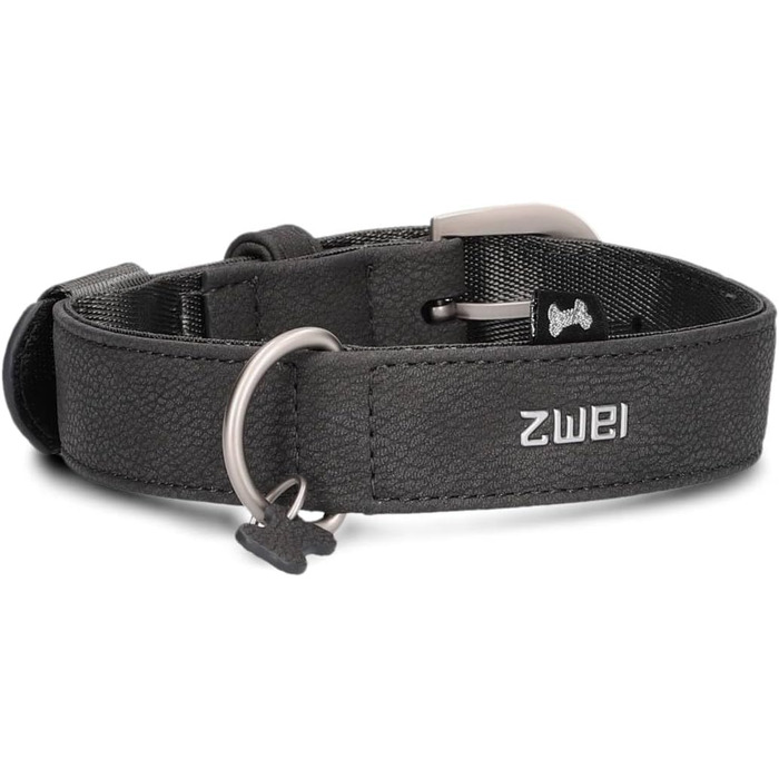 Нашийник для собак ZWEI Leo LE15 з високоякісної штучної шкіри, стильний та регульований, для середніх та великих собак, обхват шиї 37-50 см, колір нубук-stone