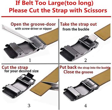 Чоловічий шкіряний ремінь Guvoosm з автоматичною застібкою, 3,5 см, колір коричневий, довжина 125 см, підходить для об'єму талії 92-107 см, для ділового костюма