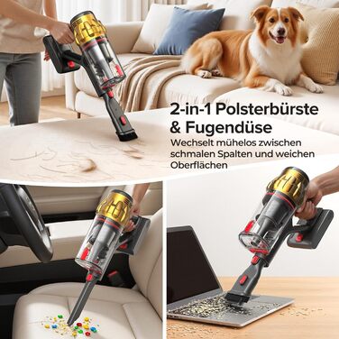 Бездротовий акумуляторний пилосос Lubluelu 550W/50KPa з дисплеєм та антизаплутувальною насадкою, до 50 хвилин роботи, для твердих поверхонь, килимів та шерсті тварин