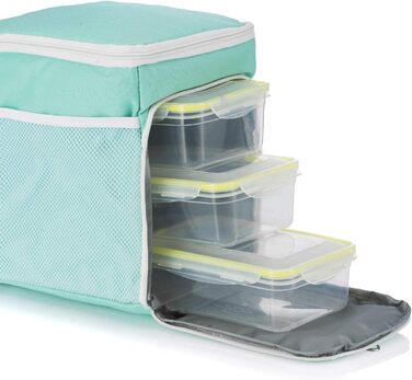 Термосумка Dimono® 15L з 3 контейнерами для їжі; сумка-холодильник для пікніка з 3 ланч-боксами + кришка; сумка для обіду з 3 боксами та охолоджувальною вставкою (Туркіс)