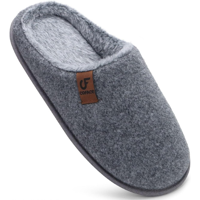 Тапочки чоловічі COFACE з фетру, теплі, зручні, з м'якою підкладкою, антиковзаюча гумова підошва, для дому та вулиці, розмір 40-49 (Сірий, 43 EU)