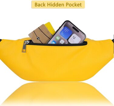 Сумка на пояс для чоловіків та жінок з PU шкіри, поясна сумка, спортивна сумка-шоппер, сумка на стегно для подорожей, піших прогулянок, тренувань з собакою та активного відпочинку на природі (Жовта)