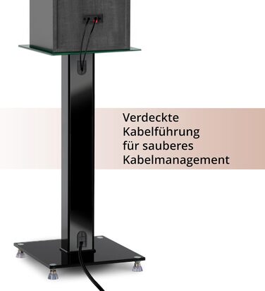 Стійка для колонок Pronomic SLS-282L BK (пара) - Стильний дизайн з 2 скляними панелями, регулювання висоти 73 см, вантажопідйомність 10 кг, приховане кабельне провадження, для моніторів та Hi-Fi апаратури - Чорний колір