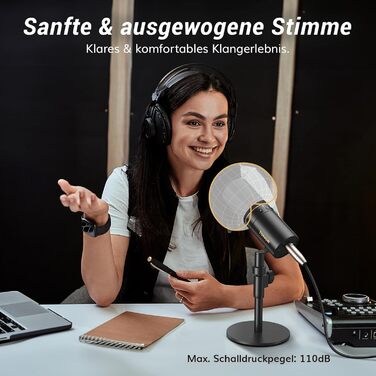 TONOR TD520: USB/XLR мікрофон для запису, геймінгу та стрімінгу. Чорний, з підставкою та кнопкою Mute.