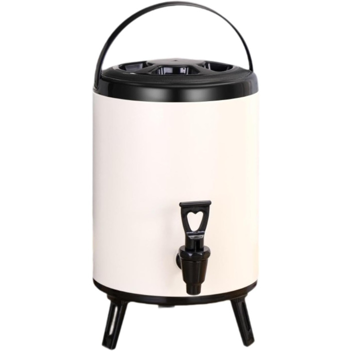 F Fityle Hot/Cold Beverage Dispenser, Tea Barrel with Tap, Water-Insulated Drink Dispenser, Drink Container for Camping/Kindergarten, 6L White