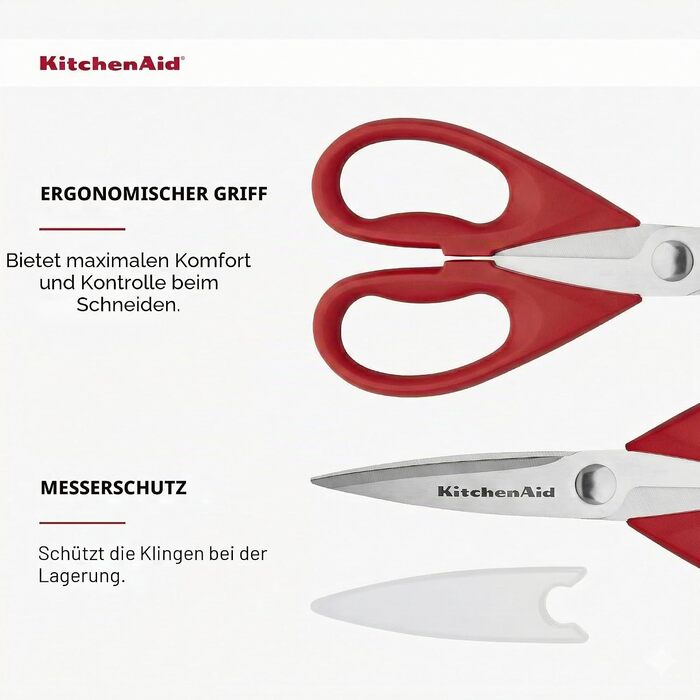 Універсальні кухонні ножиці KitchenAid, багатофункціональні, червоно-чорні