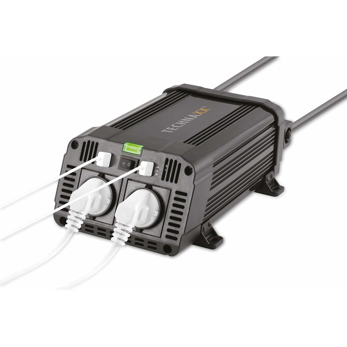 Автомобільний інвертор Technaxx TE16 12В-230В, 1200Вт/2400Вт, 2x Schuko, 2x USB, TÜV Rheinland, перетворювач напруги