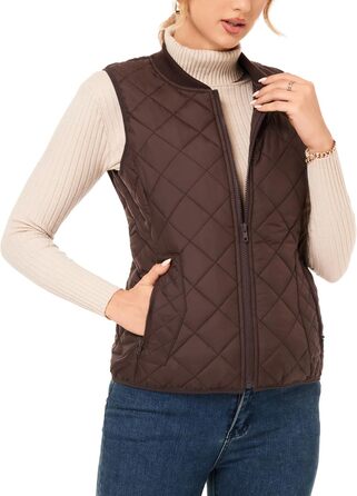 Жіноча степкова жилетка Fuinoth з рифленим коміром, утеплена, шоколадного кольору (XS)