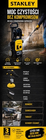 Мийка високого тиску Stanley 160 бар, 2200 Вт