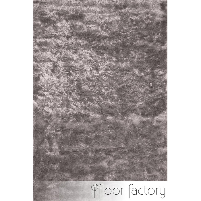 Шкіряний килим Floor Factory з високим ворсом Шэггі, Сатин / Кремовий, 140x200 см - елегантний, з шовковистим блиском