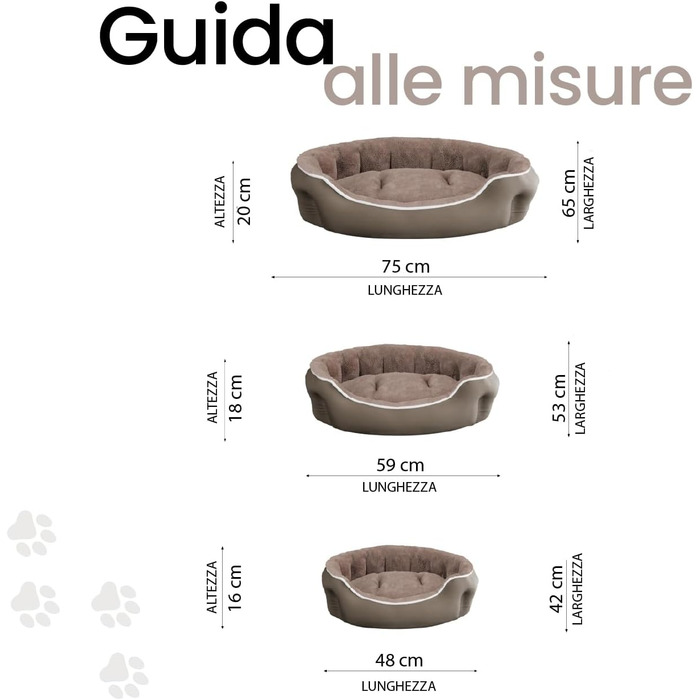 Лежанка для собак та котів Sogni E Capricci, сіра, 62 x 50 x 17 см (Creme, L 75 x B 65 x H 20 см, COCCOLE)