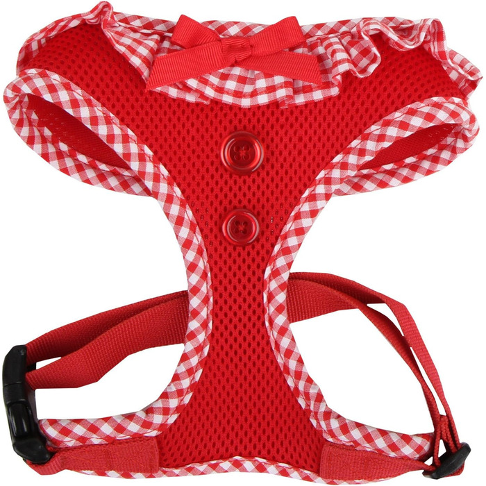Нашийник для собак Puppia Vivien, червоний, S - регульований, м'який, з візерунком, для цуценят та малих собак, анти-тягнучий