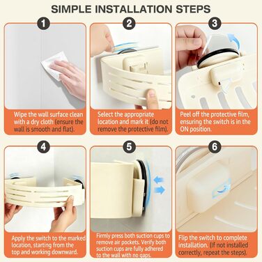 Поличка для душу Lekesky без свердління, кутова, з міцними присосками, алюміній, нержавіюча сталь, знімна, для ванної кімнати, кухні, орендованого житла (2 шт., кремовий колір з тримачем для рушників)