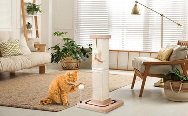 Cat scratching post, 67cm scratching pillar with interactive cat toy, sisal scratching tree with hanging and track balls, cat scratching furniture