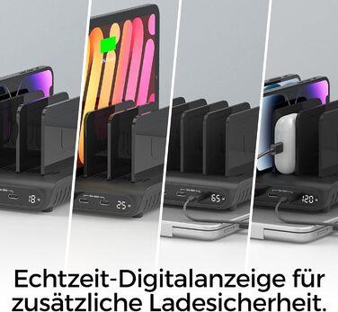 Зарядний пристрій Alxum 60W USB, 10 портів, 5V/2.4A, для телефону, планшета, Kindle - чорний