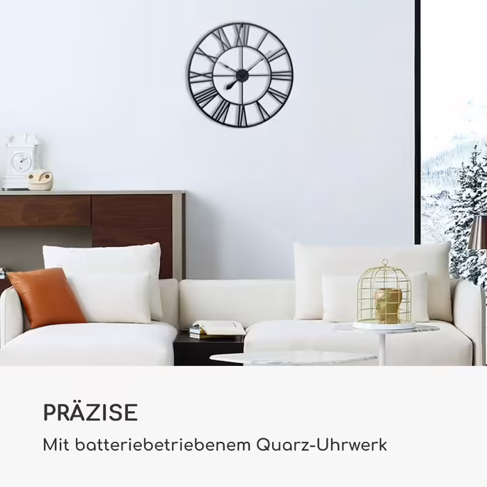 Casa Chic Wall Clock for Kitchen, Living Room, Bathroom - Silent Clock, Metal Clocks with Quartz Movement, Large Kitchen Clocks, Modern Wall Clock, Vintage without Ticking Sounds, Outdoor 60 cm