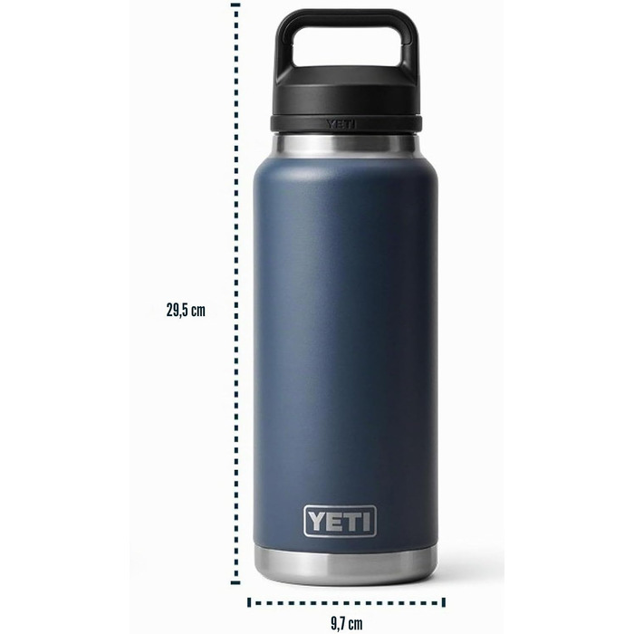 Термофляга YETI Rambler 1Л (1000 мл) з нержавіючої сталі з герметичною кришкою Chug Cap для гарячих та холодних напоїв, колір Charcoal
