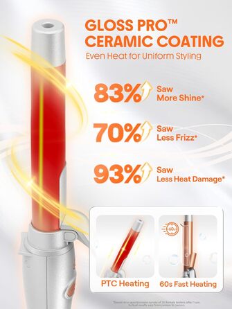 SHEGLAM Автоматичний локон для волосся, 25 мм, для довгого волосся, до 220°C, локон-вінцель, Dual Voltage