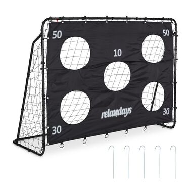 Relaxdays Black Football Goal with Goal Post