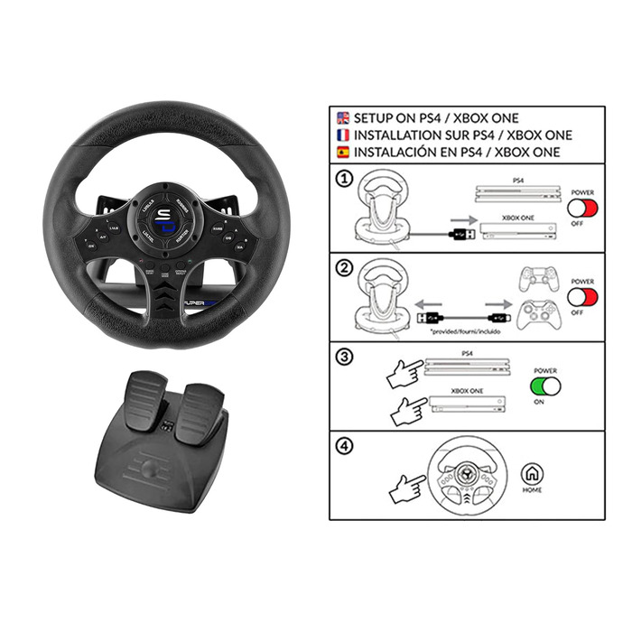 Кермо для гонок Subsonic Superdrive SV450 з педалями та перемикачем передач - сумісність з Xbox, Switch, PS4, Xbox One, PC