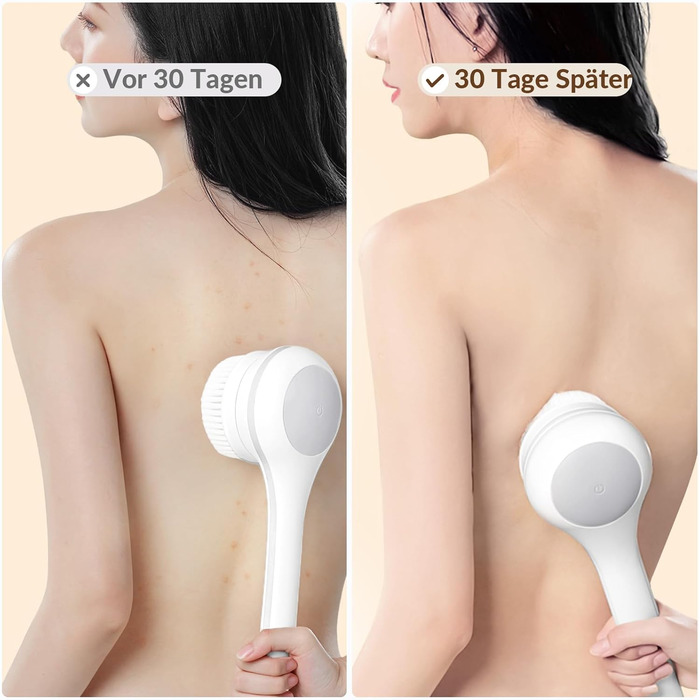 Електрична щітка для спини, м'яка ексфоліація, довгоручна душова щітка, допомога у нанесенні крему для жінок, чоловіків, людей похилого віку, глибоке очищення для всіх типів шкіри, гарна піна - Рожева (Перламутровий)