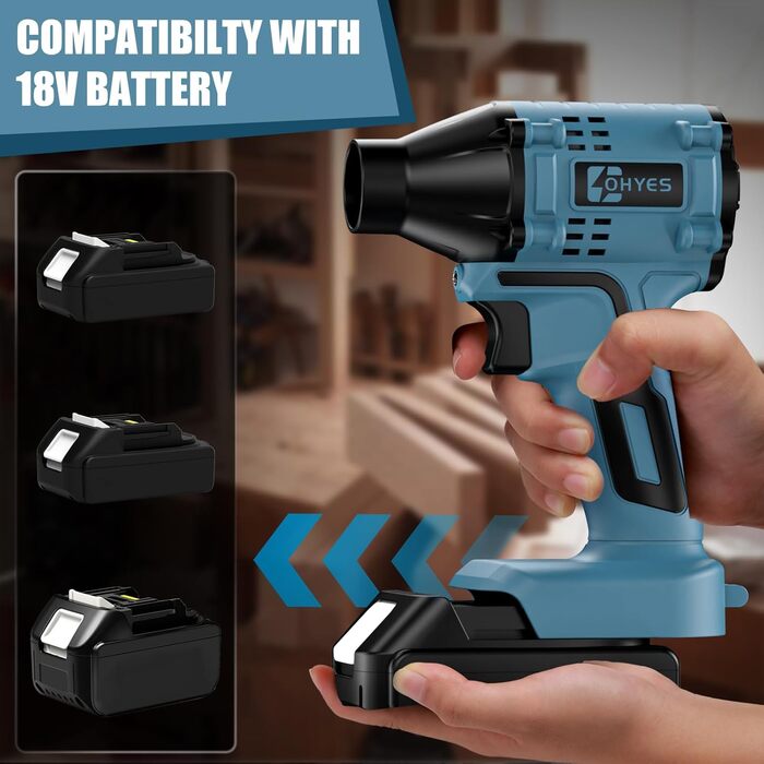 Акумуляторний повітродув сумісний з Makita 14.4/18V, безщітковий мотор, високошвидкісний, для прибирання листя, кемпінгу та майстерні (акумулятор не входить)