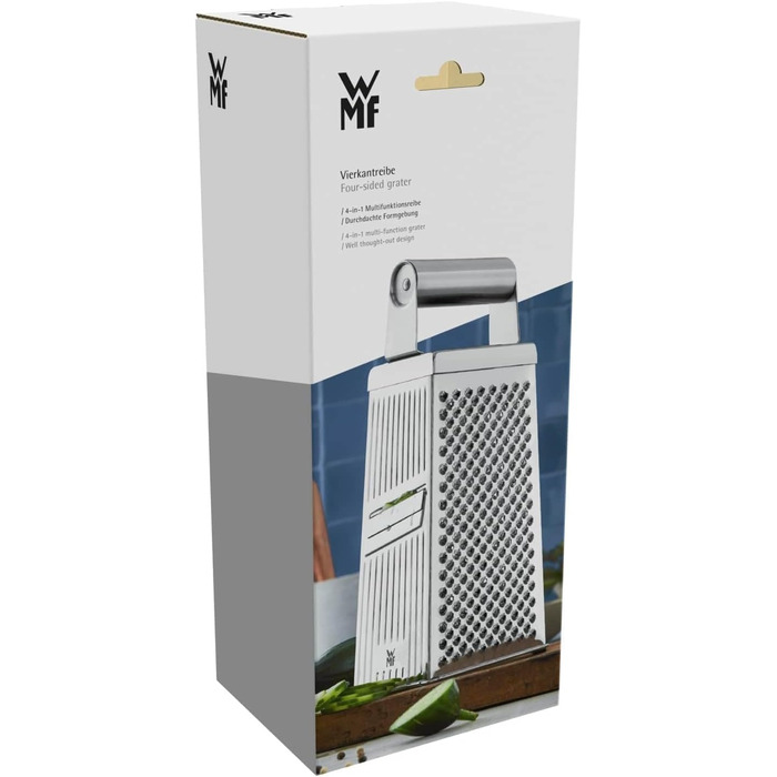 Тёрка кухонна WMF Gourmet Vierkantreibe, нержавіюча сталь, 4 поверхні, 8 x 24 см, Cromargan, для картоплі та овочів, придатна для миття в посудомийній машині