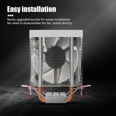 Кулер для процесора Jungle Leopard KF420E з дисплеєм температури, 4 теплові трубки, 155 мм висота, 120*120*25 мм вентилятор 1800RPM ARGB PWM, для LGA 115X/1200/1700/1366/2011/1851, AM4/AM5 (Чорний) (K200-WH)