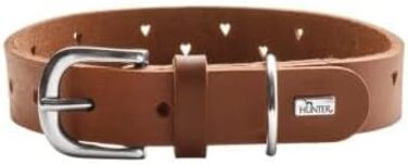 Нашийник для собак HUNTER Aalborg Soul, колір Cognac (коньячний), з сердечком, міцний, розмір 30